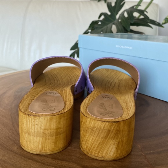🆕 Anthropologie x Seychelles Marine Layer wooden Clog Sandals - Picture 10 of 11
